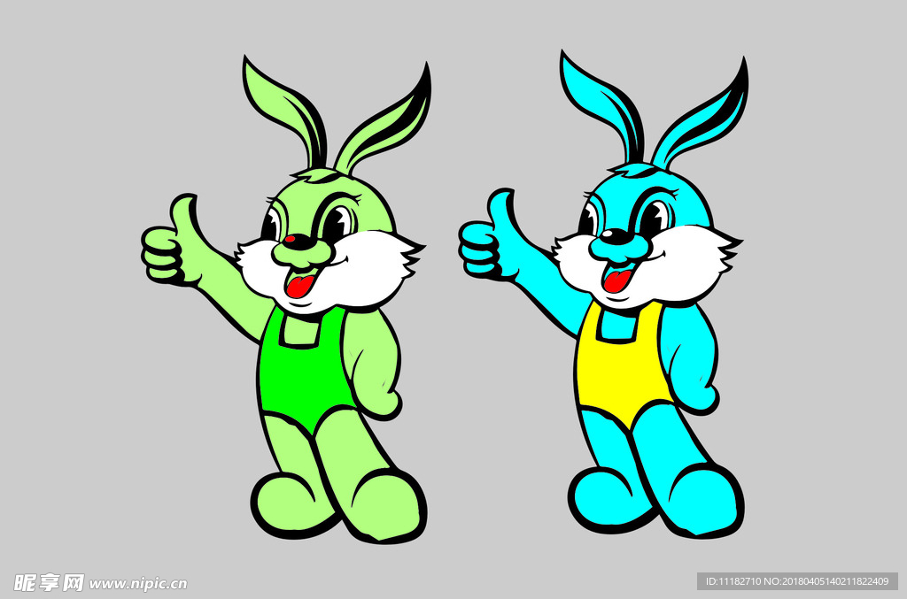 卡通动物 兔子形象 矢量