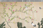 大型新中式花鸟背景壁画