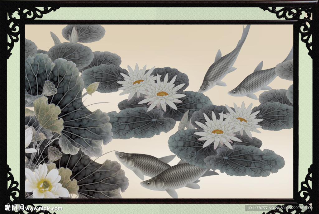 荷花壁画