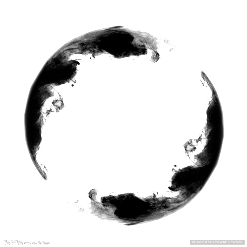 水墨写意圆环 透明背景