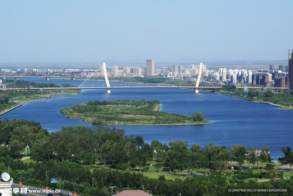 桥 湖水 城市 森林 风景