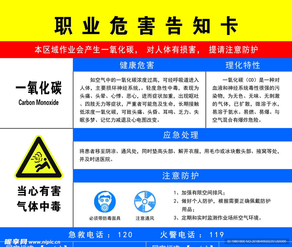 一氧化碳危害告知卡