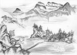 水墨山水风景图