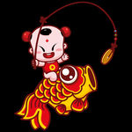 招财童子财神童子鲤鱼送好运