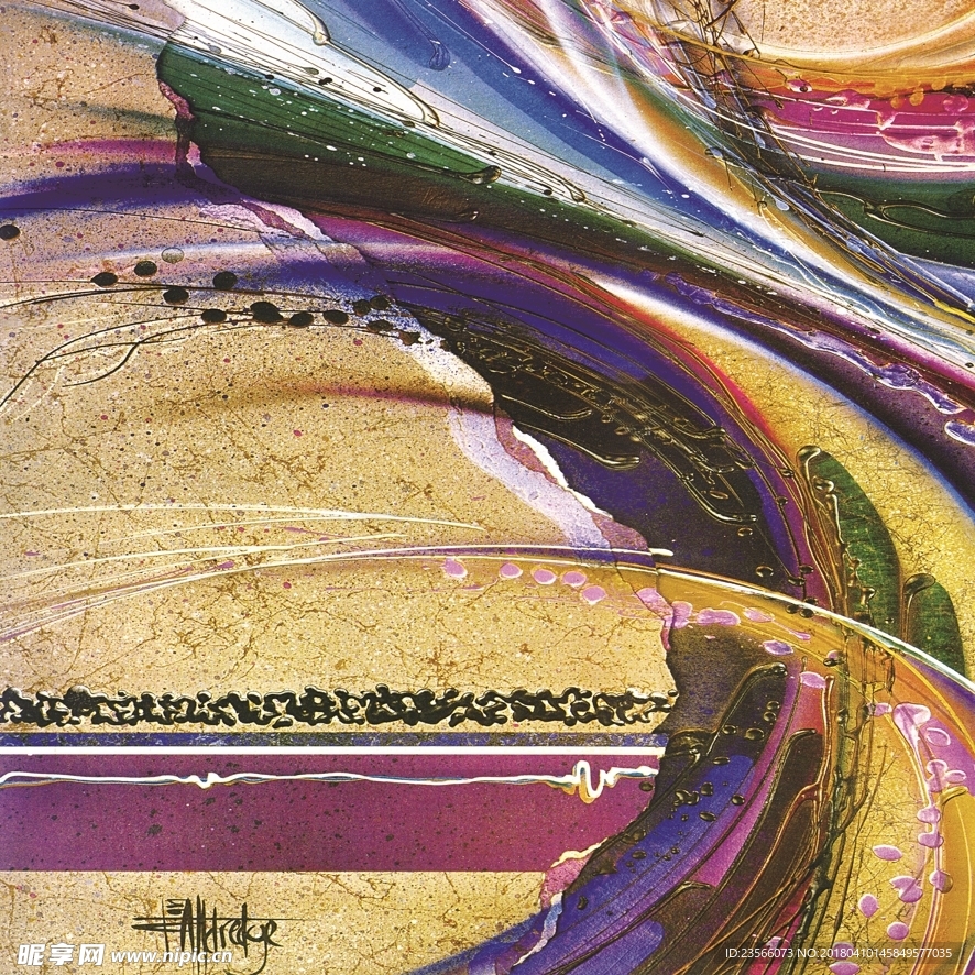 现代简约抽象线条画