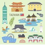 宝岛台湾建筑插画