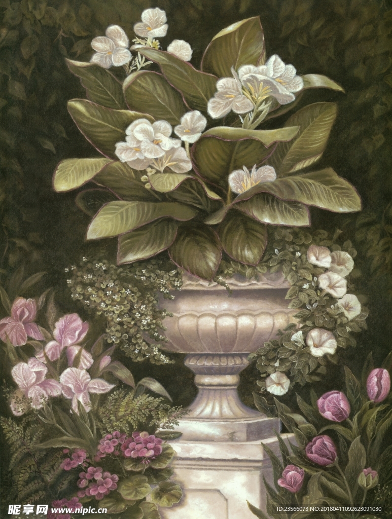 欧式复古花朵静物画