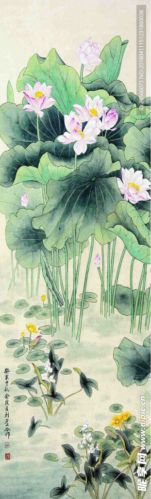 水墨水墨荷叶荷花画