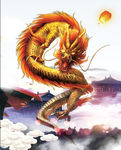 中国神龙 金色 宫殿 云 山