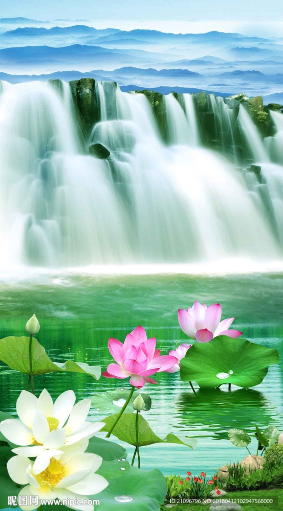 荷花山水玄关