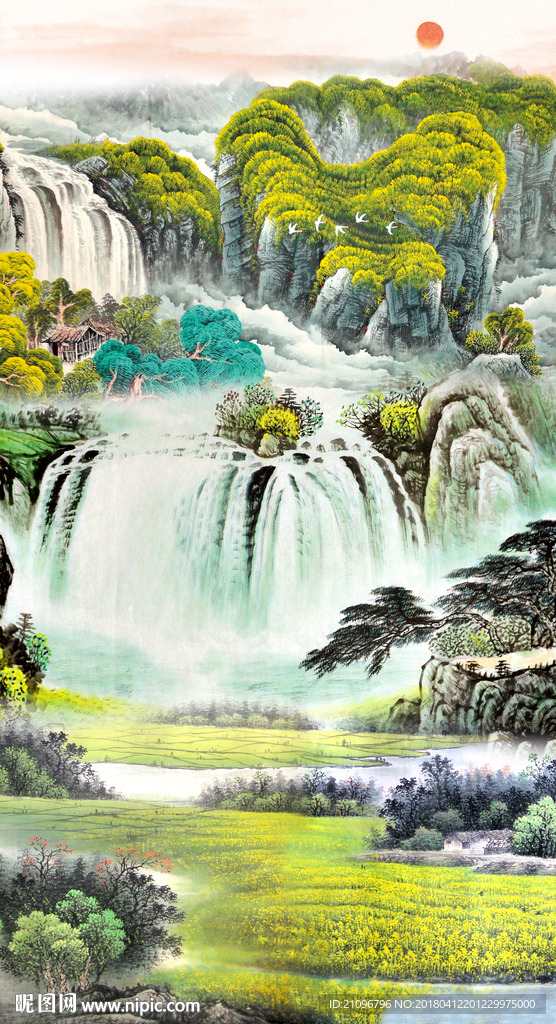 山水国画玄关