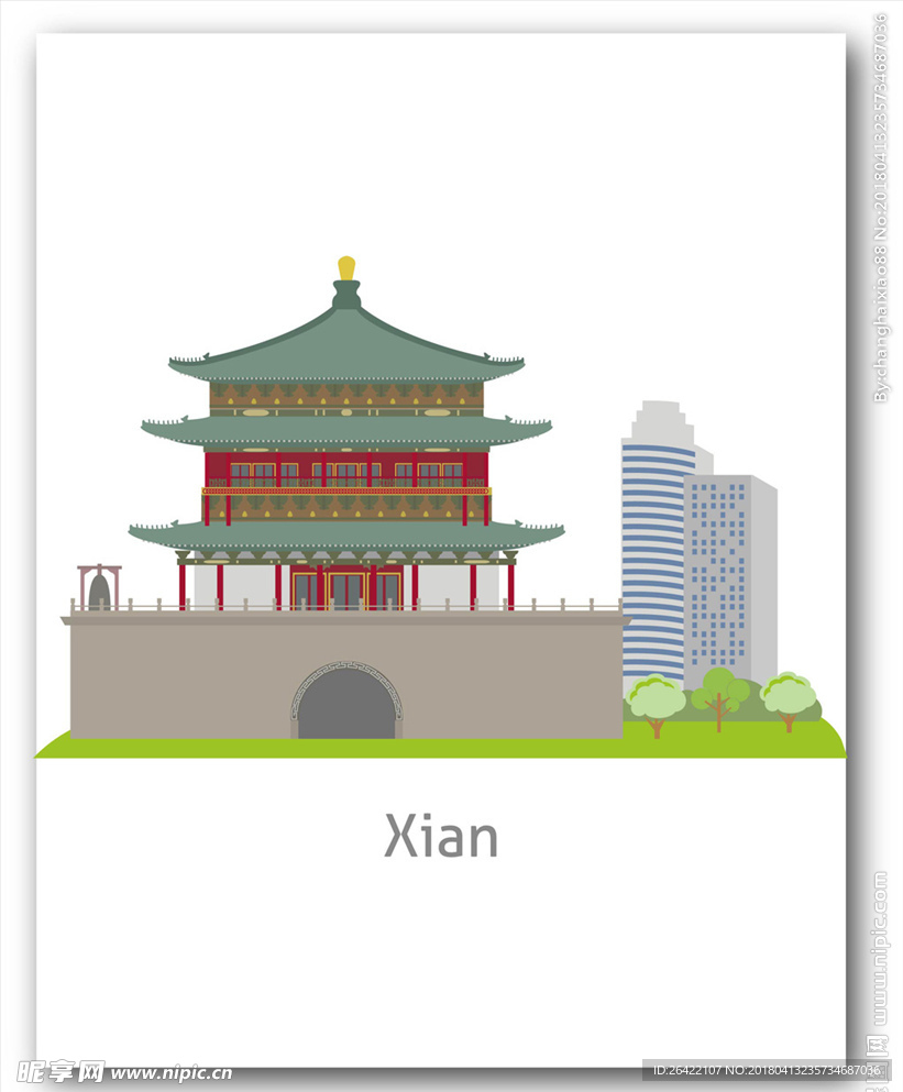 手绘城市建筑