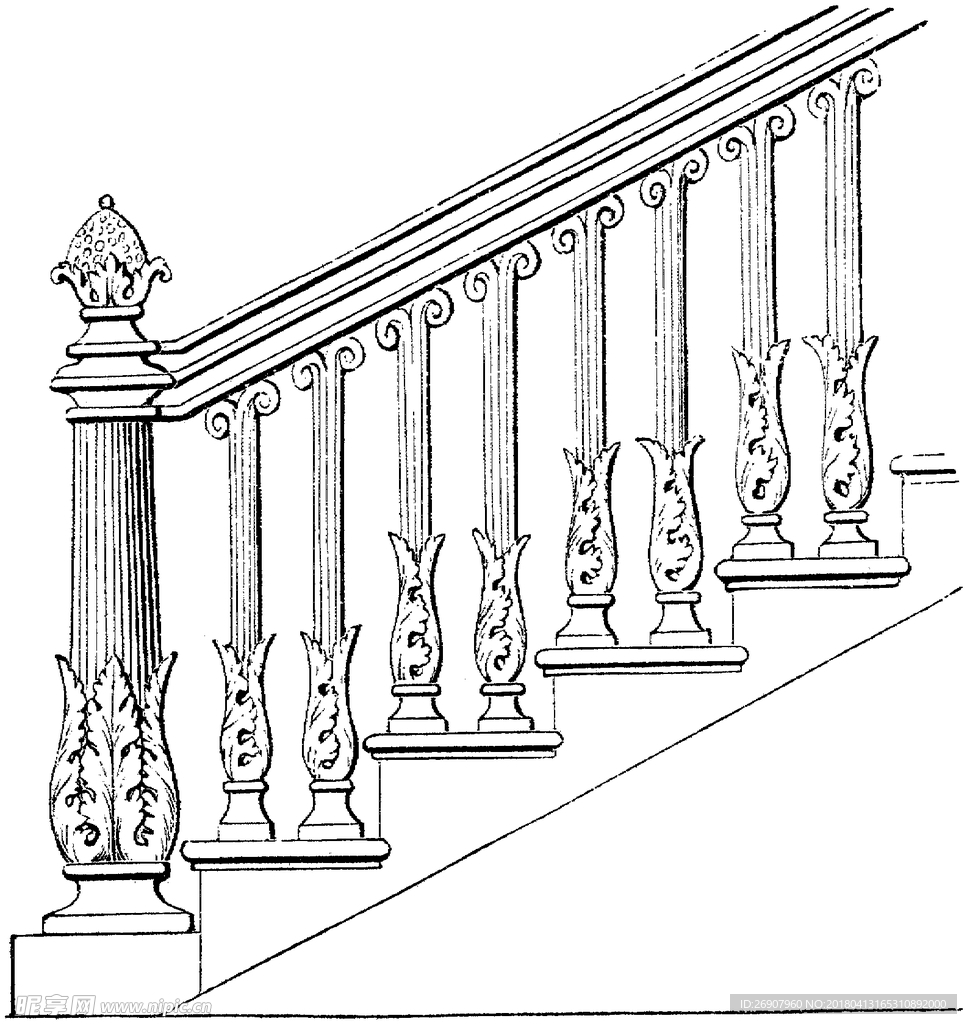 版画系列  插画  楼梯