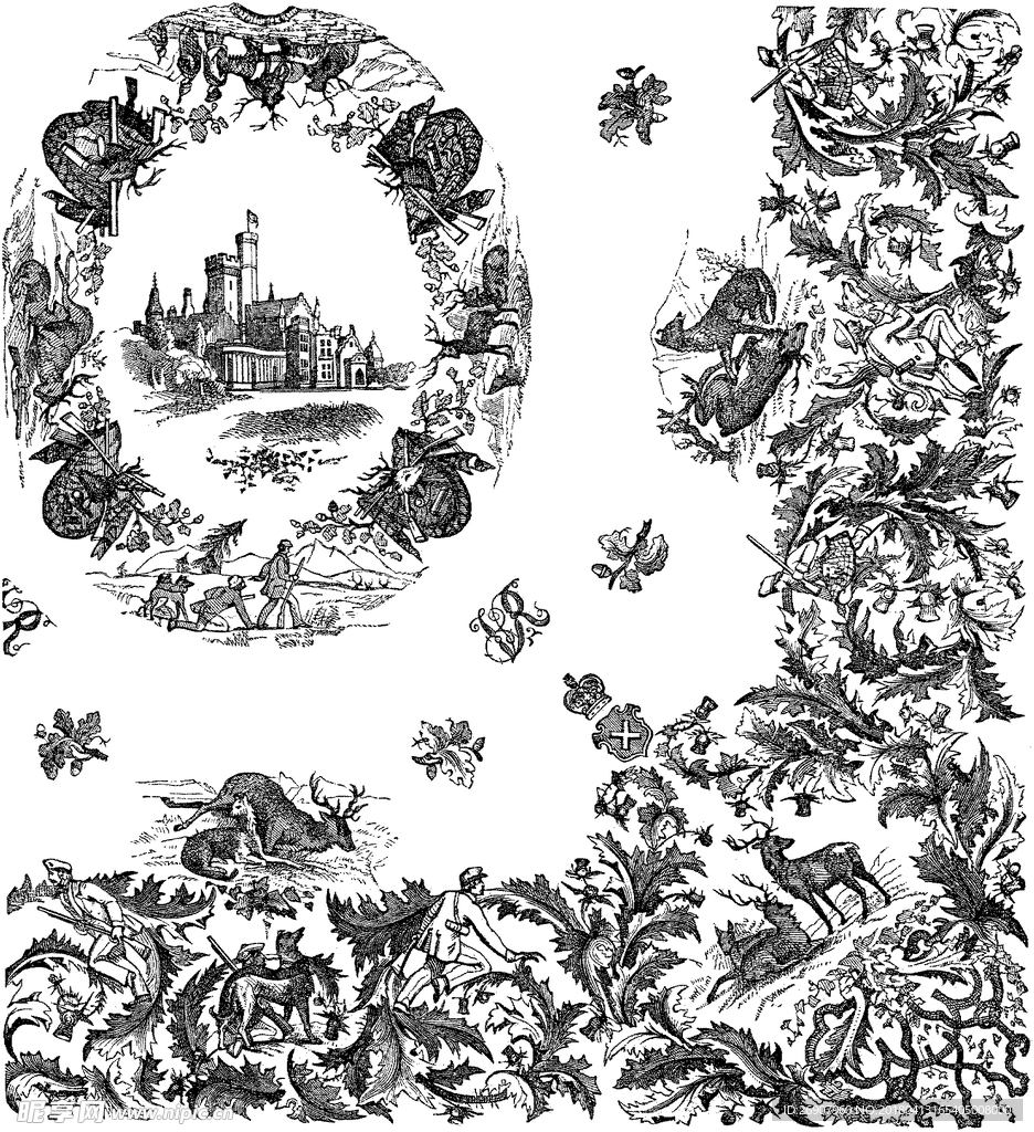 版画系列  插画  花边 花纹
