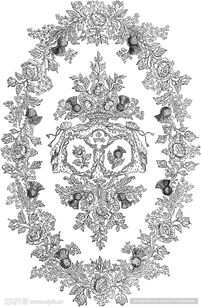 版画系列  插画  花边 边框