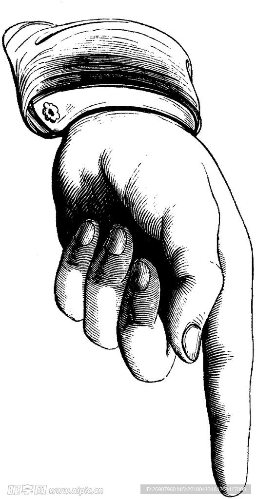 版画系列  插画 手指 素描