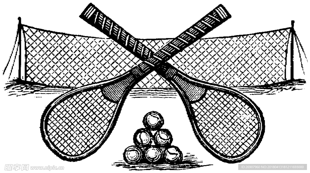 版画系列  插画 运动 网球