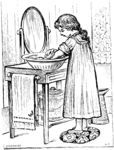 版画系列  插画 洗漱