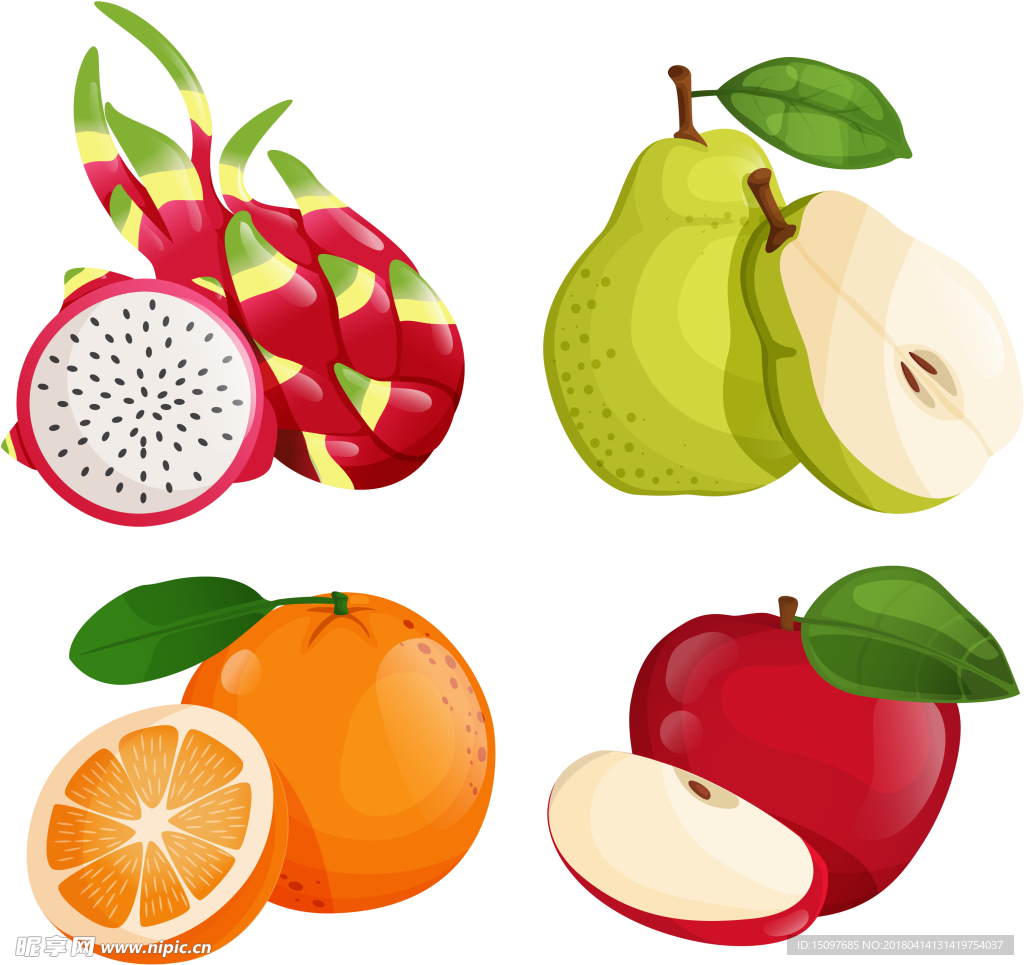 水果插画免抠图 水果 卡通水果