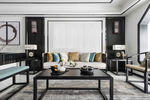 现代简约中式客厅沙发背景装修图