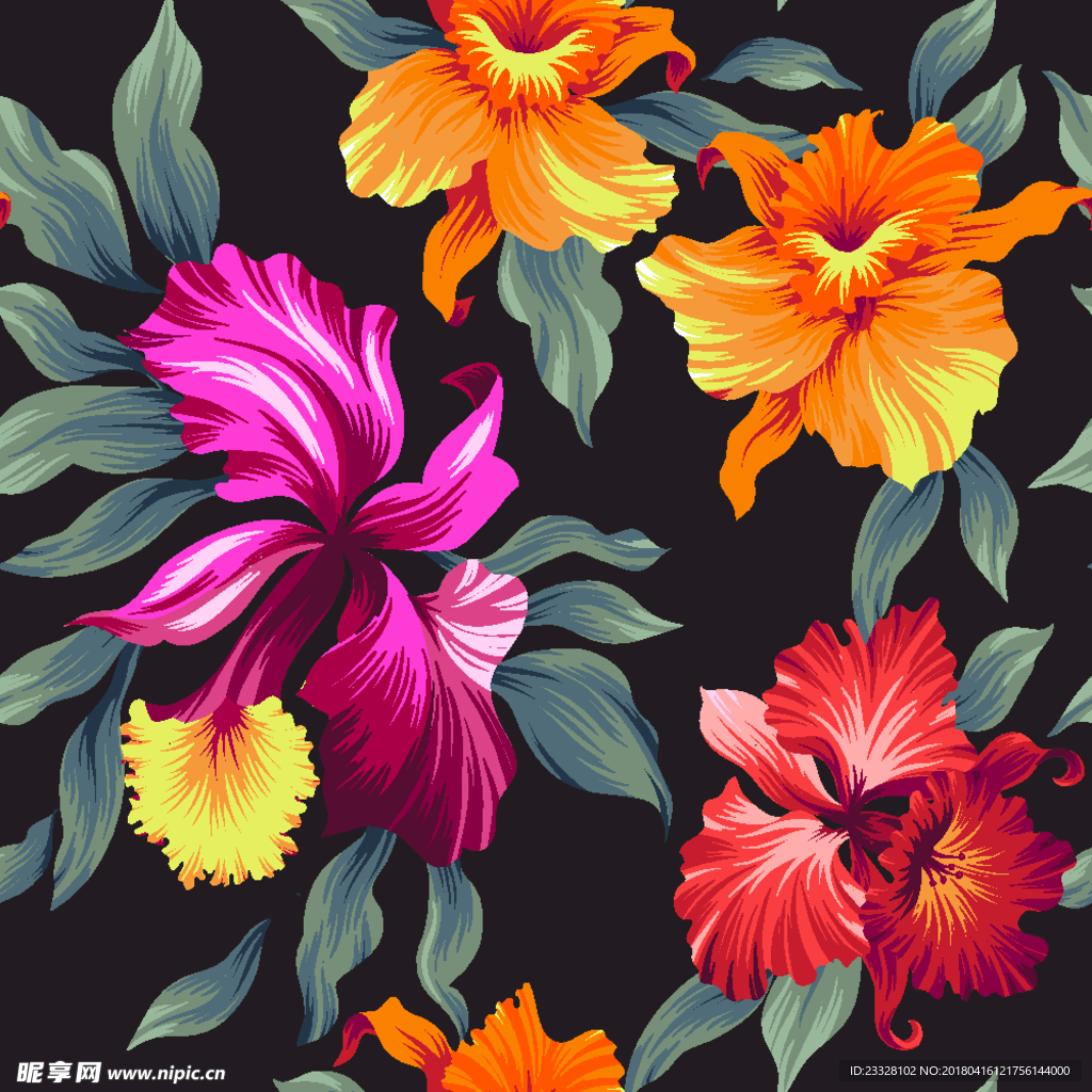 植物无缝印花图案