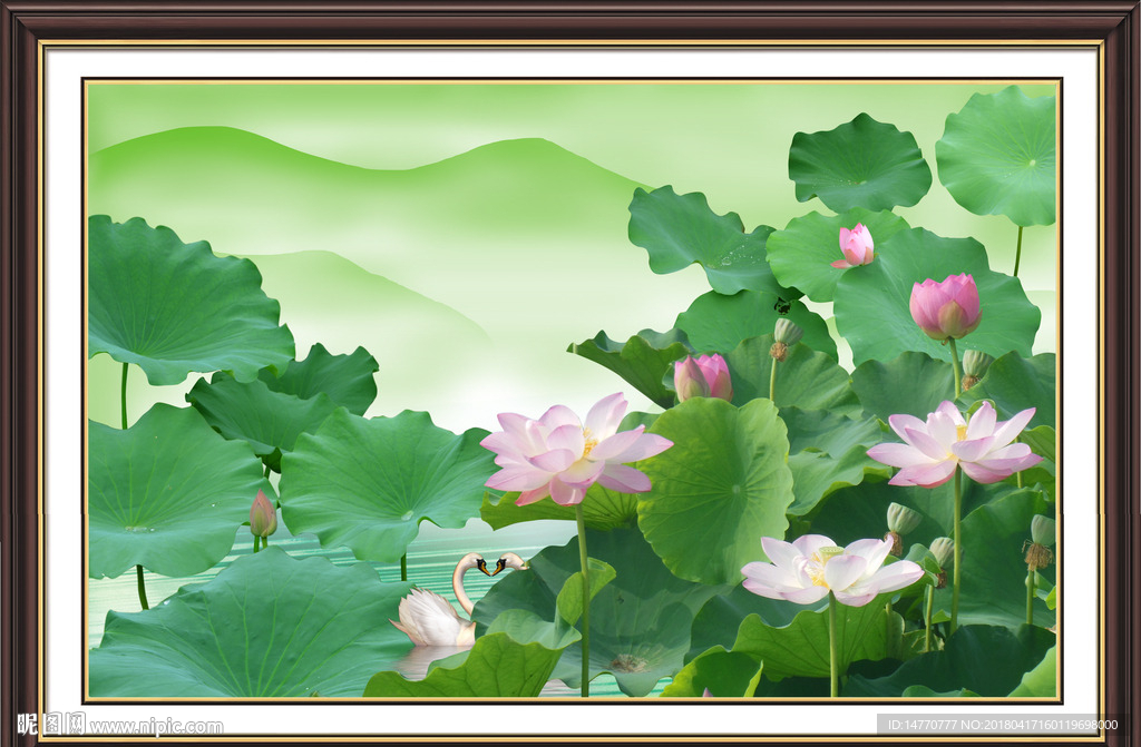 荷花壁画