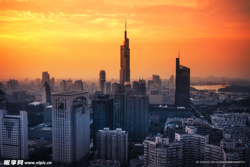 夕照 南京地标建筑