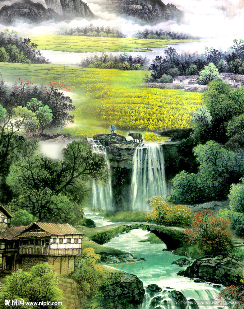 山水国画玄关