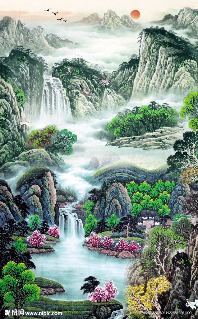 山水国画玄关