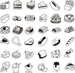 矢量食物小图标  甜点三明治汉