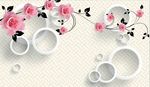 粉色玫瑰花纹立体圈3D凹凸瓷砖