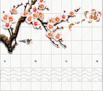 立体梅花瓷砖中式花纹背景墙