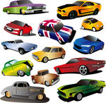 彩色小汽车矢量