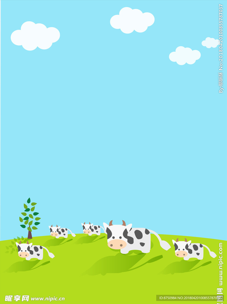 卡通草原奶牛
