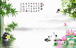 江南春水墨江南中式背景墙