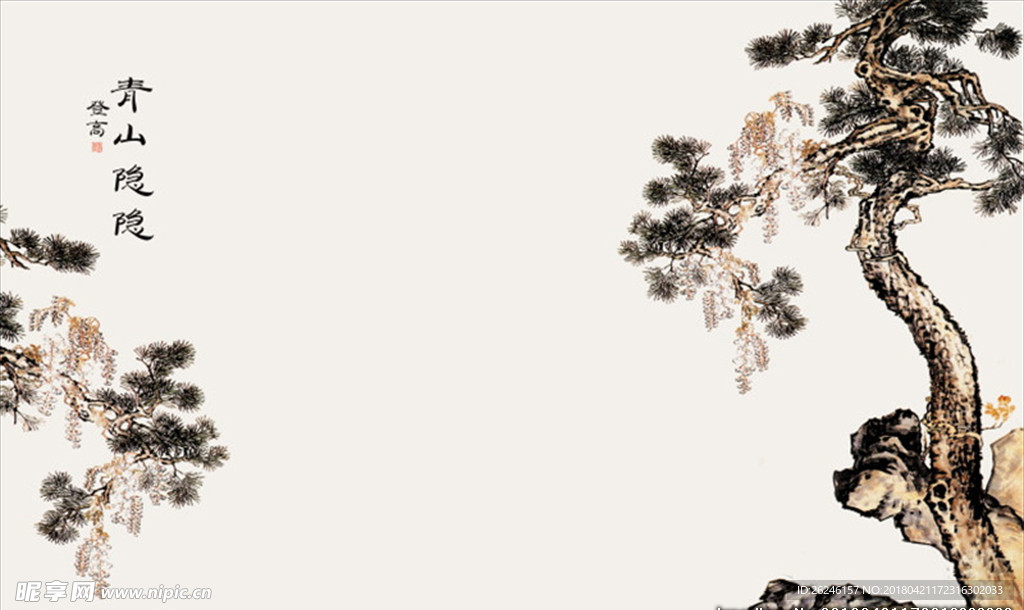 中国风水墨画工笔画模板图片下载