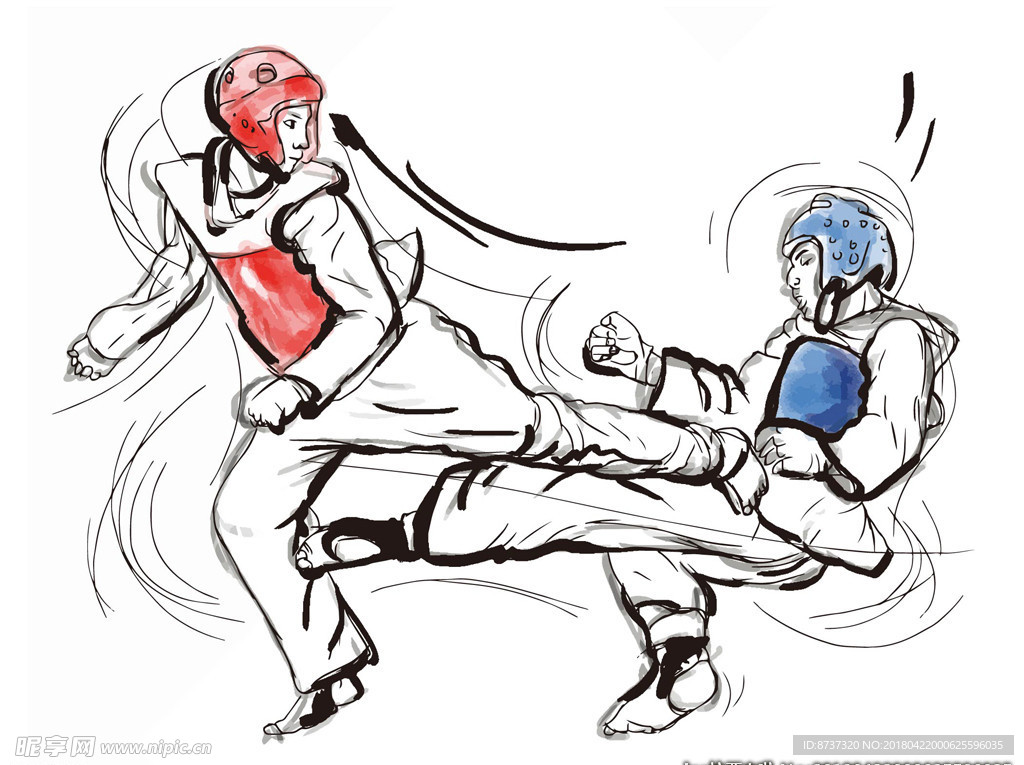 搏击运动员卡通素材