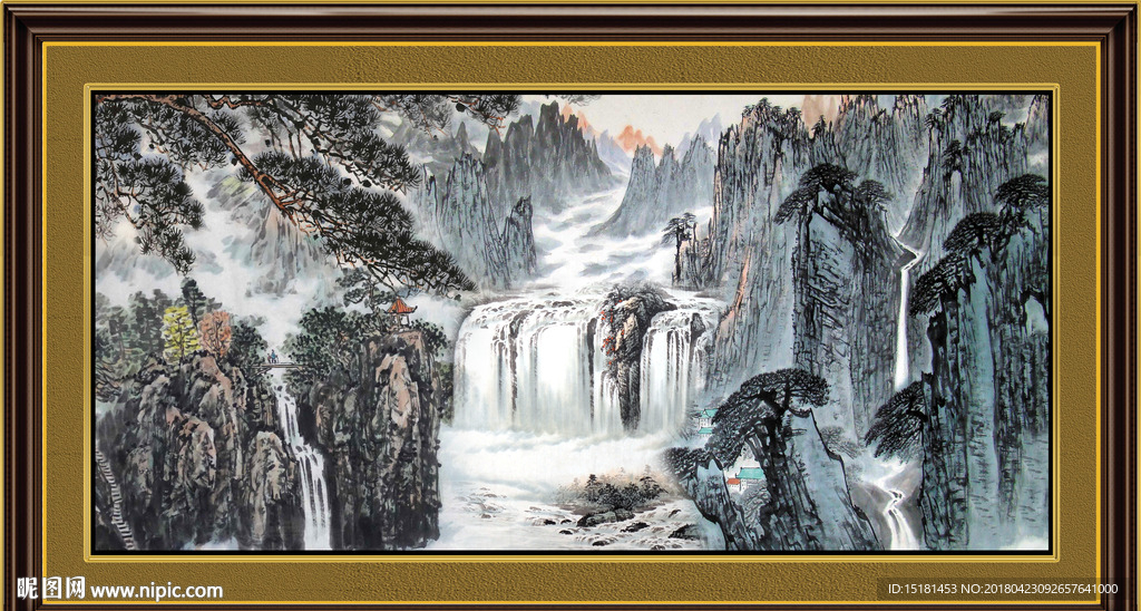 泰山国画山水