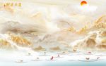 流水生财大理石背景墙