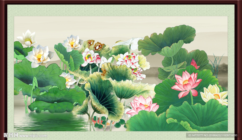 荷花壁画