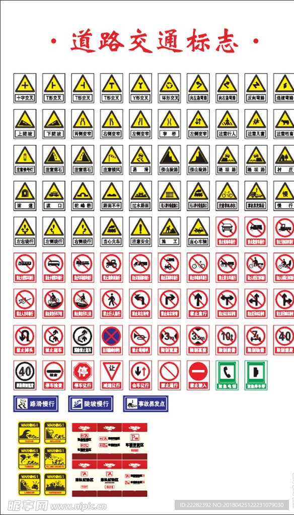 道路交通标志 路标 警示标识