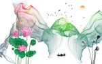 荷花水墨图