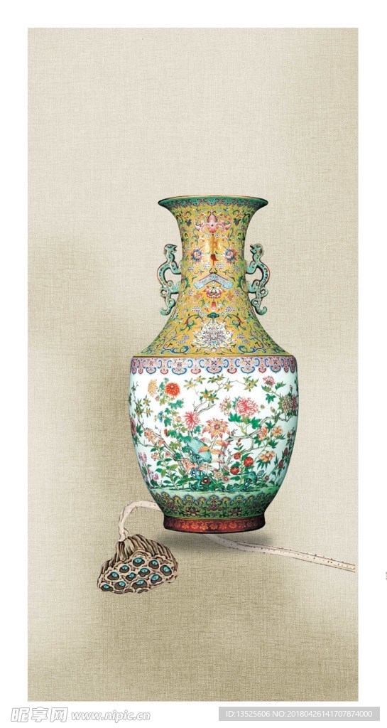 中式 花瓶  莲藕