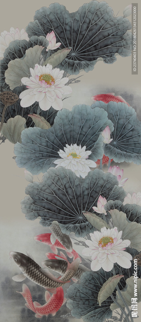 荷花鲤鱼玄关
