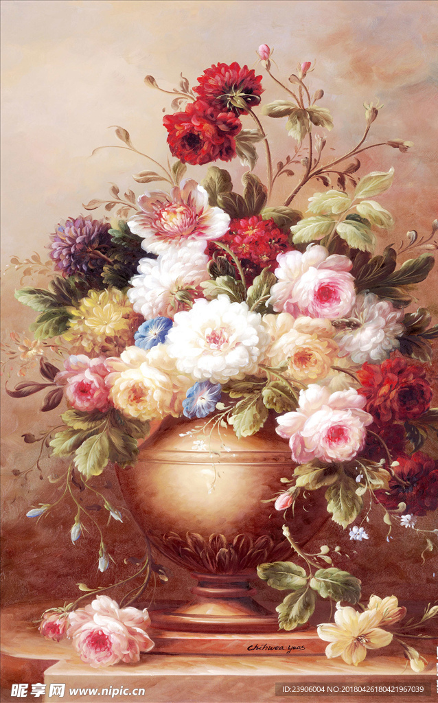大型欧式抽象花卉装饰画壁画