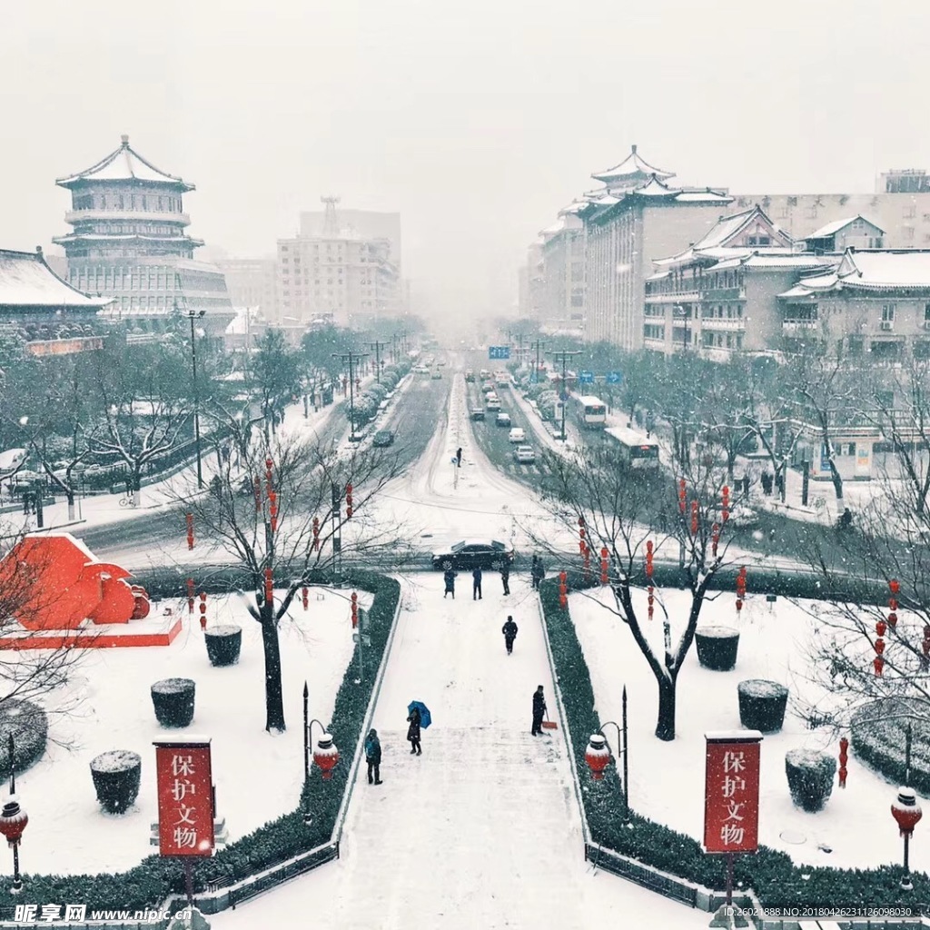 西安雪景