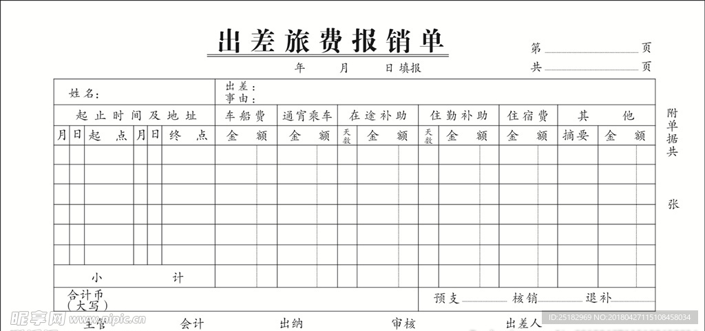 出差旅费报销单