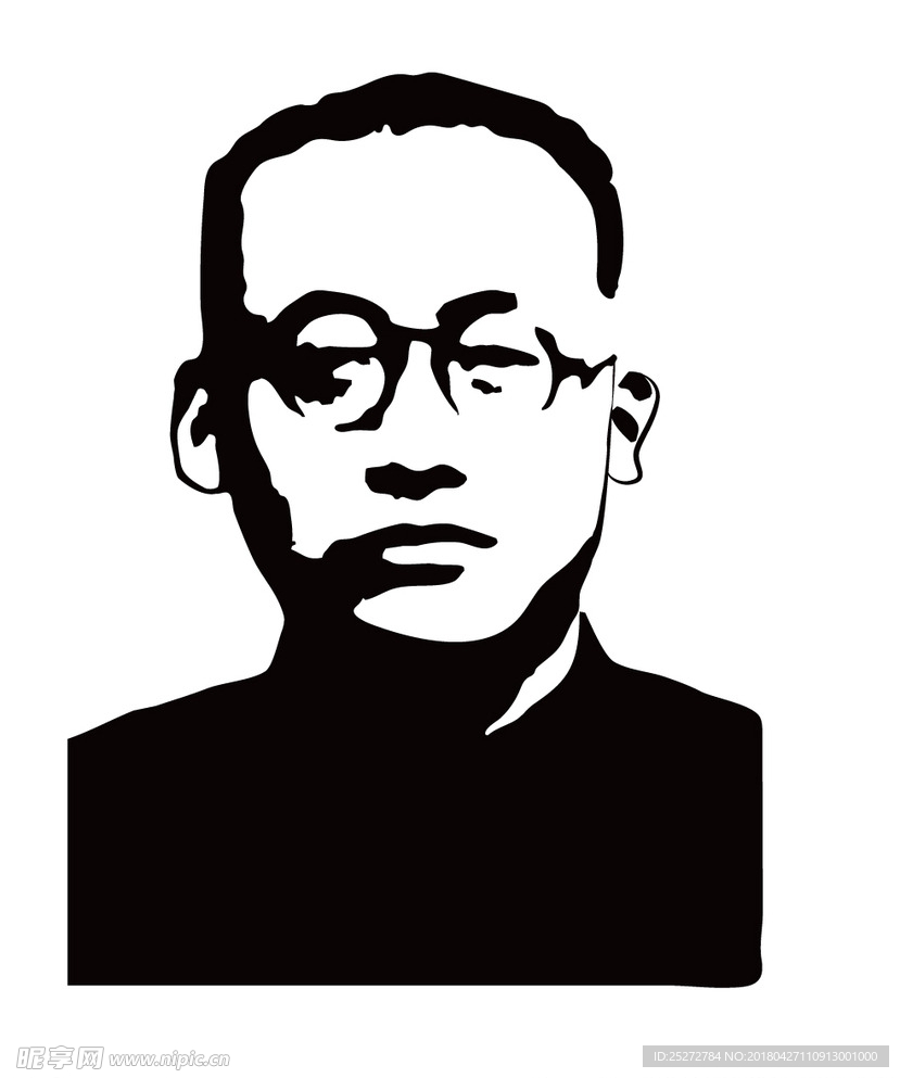 陶行知头像剪影