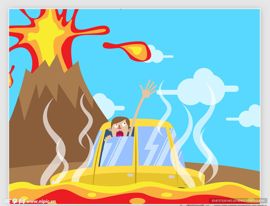 Ilustración de erupción. volcán en estilo de dibujos animados. 4512465 ...