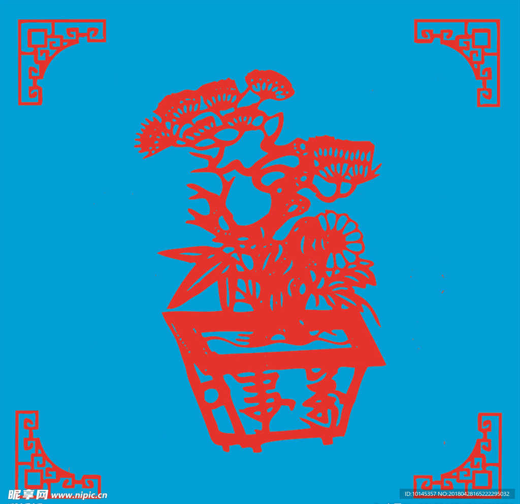 松树剪纸